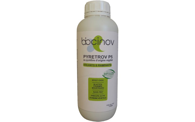 PYRETROV P5 : insecticide pyrèthre vegetal sans PBO - moustiques, fourmis, insectes des denrées stockées...